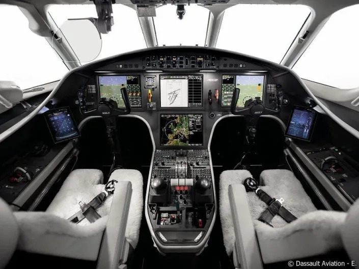 Cockpit of Dassault Falcon 900B.