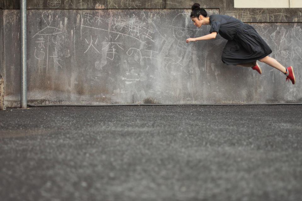 "I love seeing graffiti by kids," Hayashi said. "In this shot, a boy's name and a girl's name are written under one umbrella, which means they are in love." (Photo credit: Natsumi Hayashi/ yowayowacamera.com)