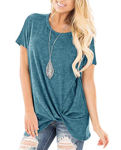 Yidarton Women's Comfy Short Sleeve Twist Knot Tops Blouses T Shirts (Amazon / Amazon)