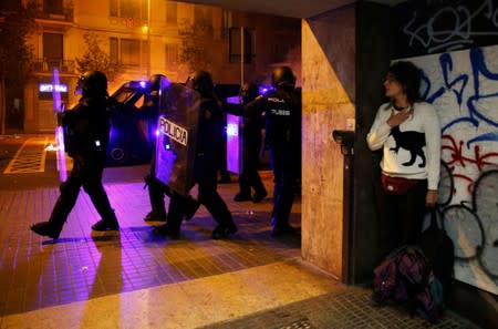 Separatists protest after a verdict in a trial over a banned Catalonia's independence referendum in Barcelona