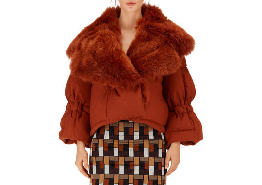 This Fendi wrap jacket with fur collar is pure luxury.  