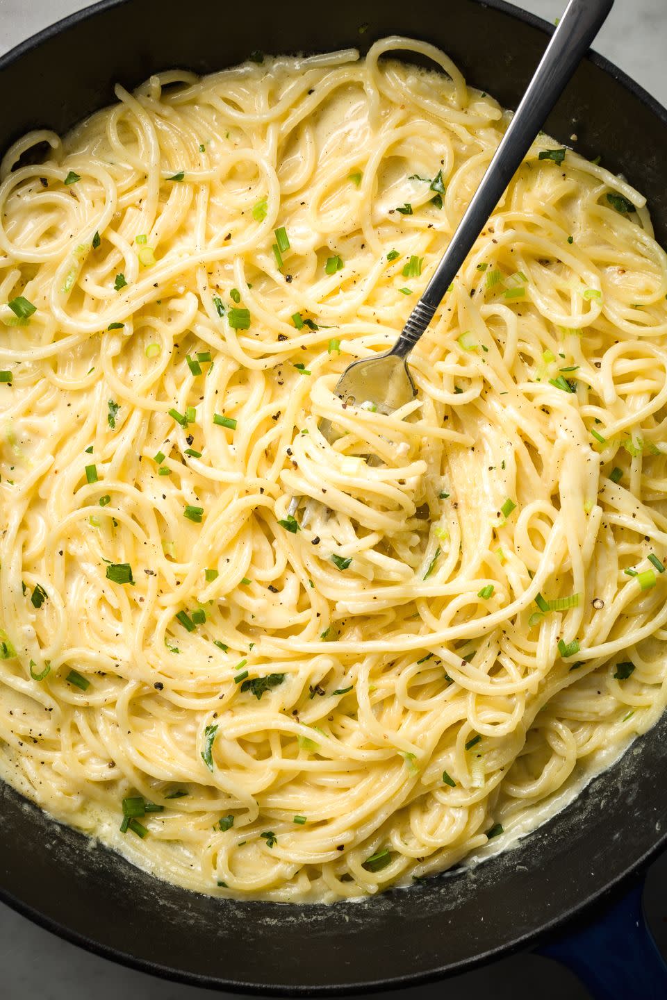 Super-Creamy Three-Cheese Spaghetti
