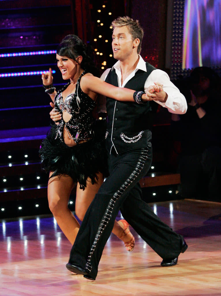 Lance Bass and Lacey Schwimmer perform a dance on the seventh season of Dancing with the Stars.