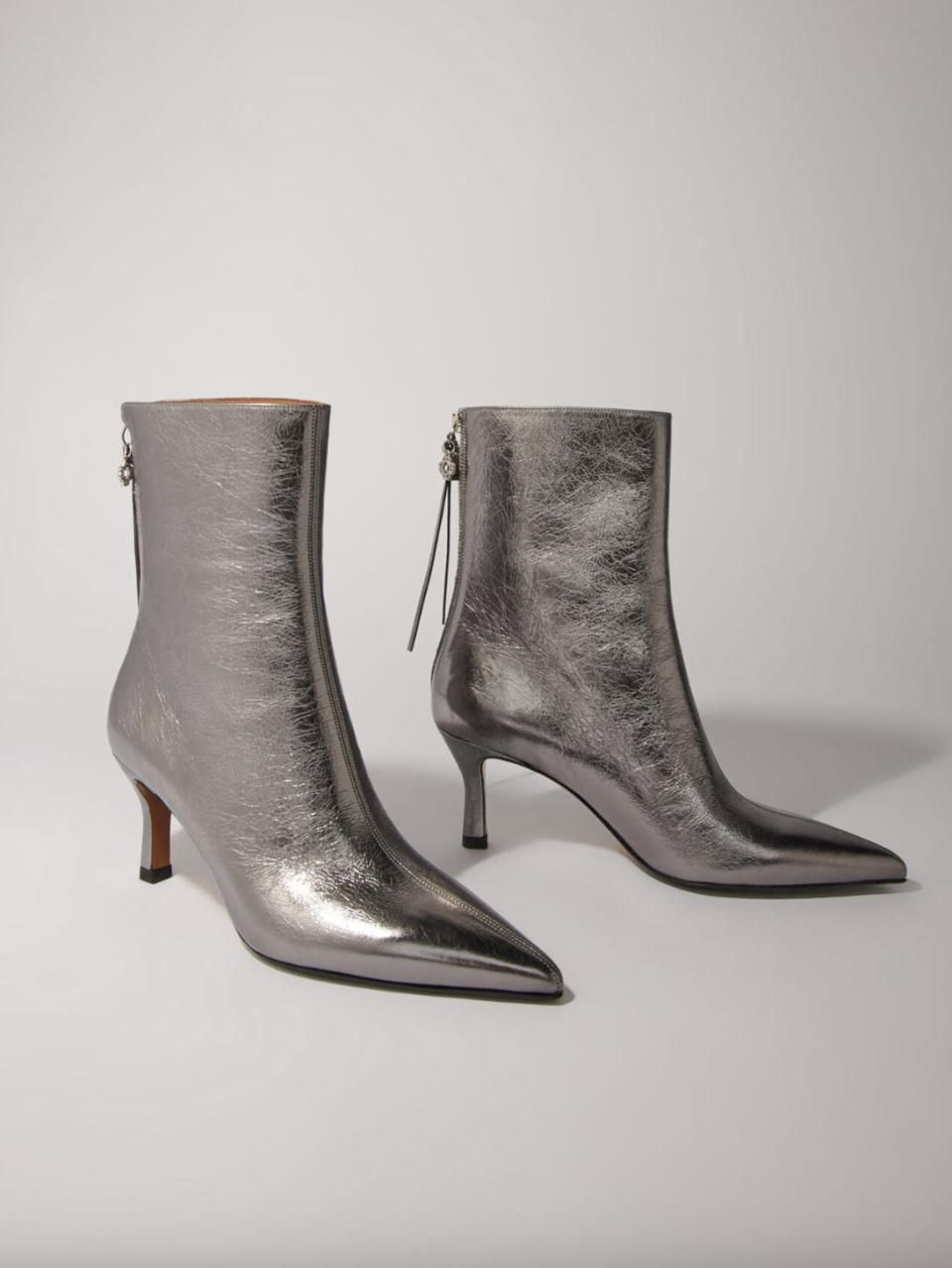 Metallic Pointed-Toe Boots (Photo via Maje)