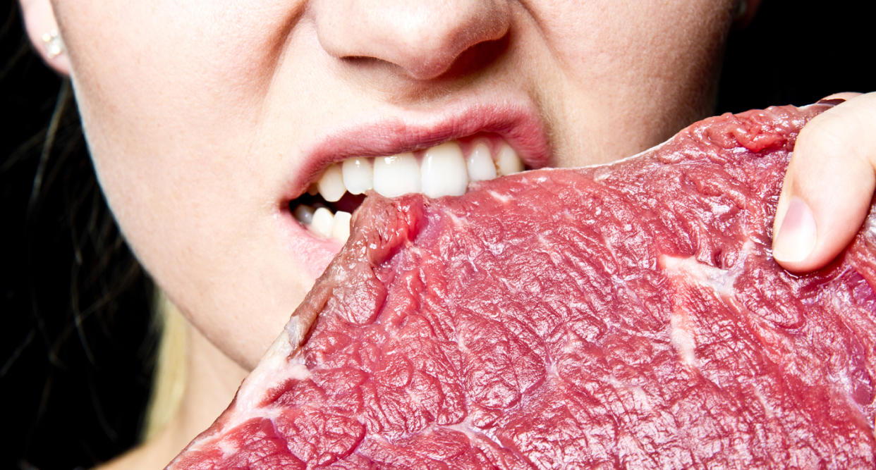 A woman says that eating an all-meat diet helped her lose weight post-pregnancy and cleared up her acne. (Photo: Getty Images)