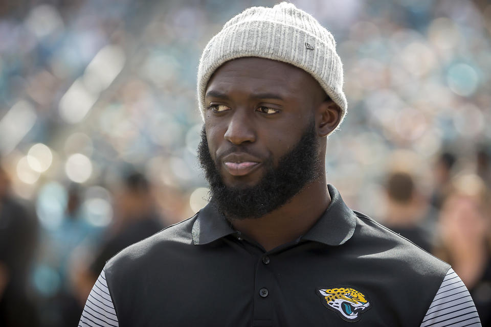 Jacksonville Jaguars running back Leonard Fournette watches as his team plays Cincinnati last week. (AP)