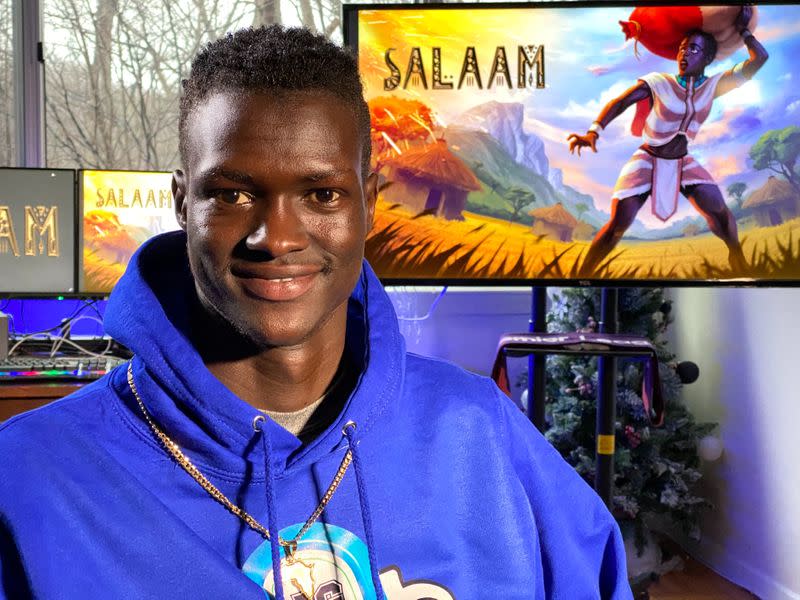 Video game developer Lual Mayen, 25, who learned to code in a refugee camp after fleeing South Sudan, poses for a portrait at his home in Washington, D.C.