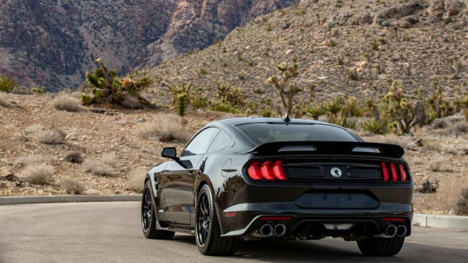 Rear view of the Exclusive Centennial Edition Mustang.