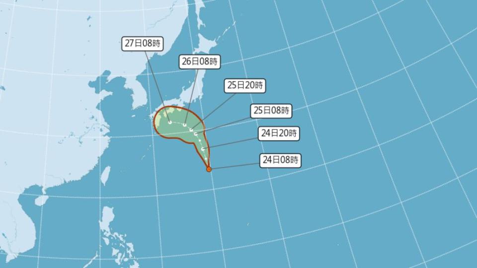 太平洋地區有1個熱帶性低氣壓。（圖／中央氣象局）