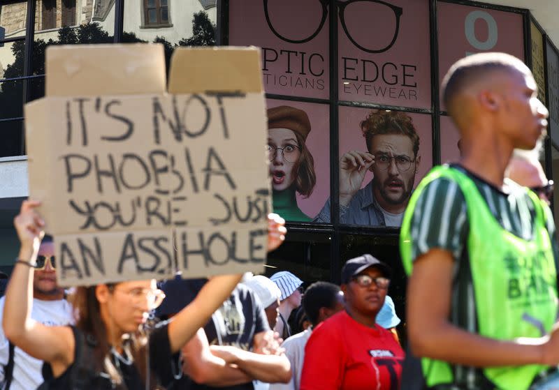 A collective of South African regional civil society organisations protest against Uganda's anti-LGBT bill in Cape Town