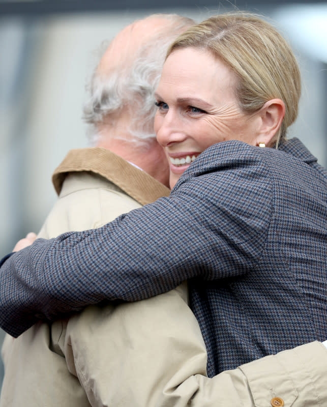 King Charles III and Zara Tindall hug as they greet each other at the Endurance event on day 3 of the Royal Windsor Horse Show at Windsor Castle on May 3, 2024, in Windsor, England. <p>Chris Jackson/Getty Images</p>