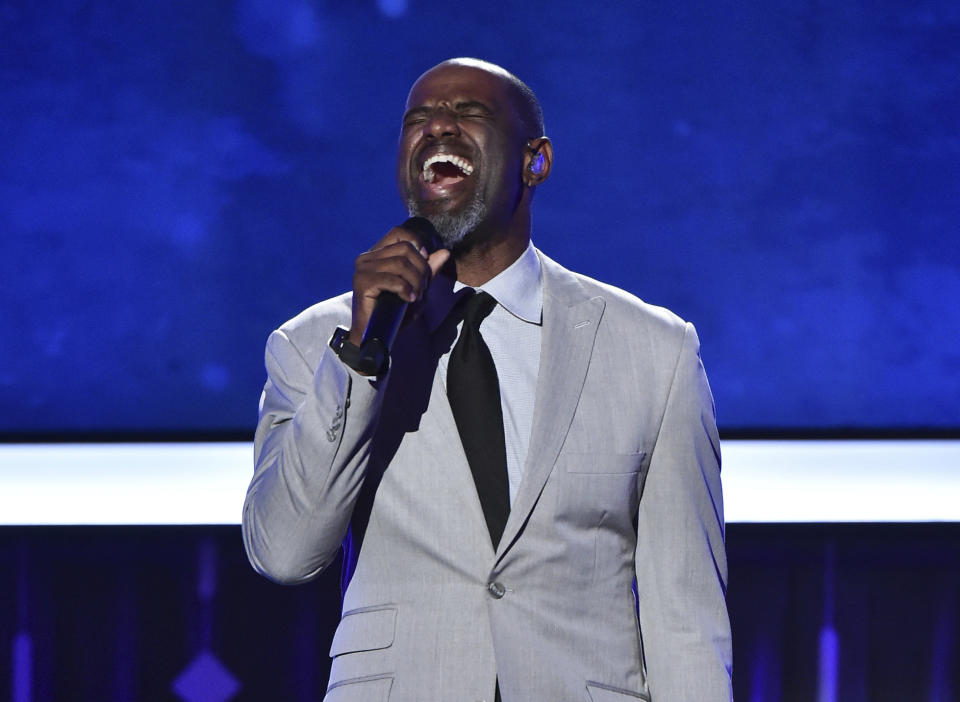 FILE - This Feb. 6, 2017 file photo shows Brian McKnight performing at AARP's 16th Annual Movies for Grownups Awards in Beverly Hills, Calif. McKnight's latest release,“Bedtime Story,” dropped last month. (Photo by Vince Bucci/Invision/AP, File)