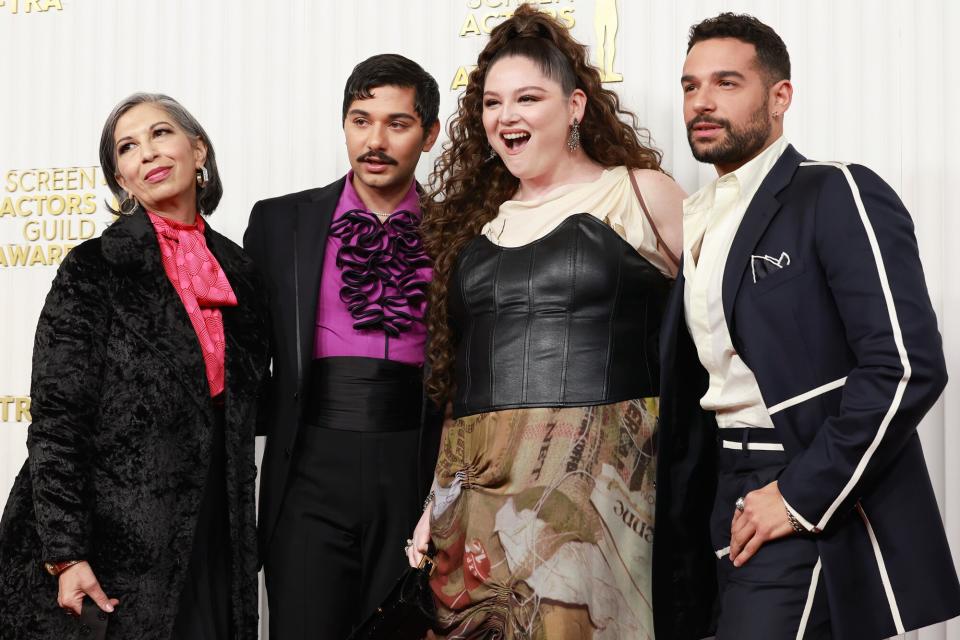 Rose Abdoo, Mark Indelicato, Megan Stalter and Johnny Sibilly attend the 29th Annual Screen Actors Guild Awards at Fairmont Century Plaza on February 26, 2023 in Los Angeles, California.