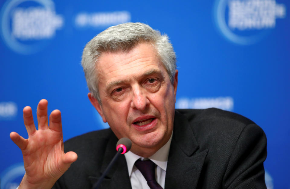 FILE PHOTO: News briefing at the First Global Refugee Forum in Geneva