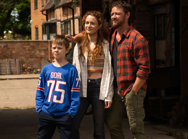 <p>Universal Studios</p> (Left-right:) Dan Hough, Aisling Franciosi and James McAvoy in 'Speak No Evil'