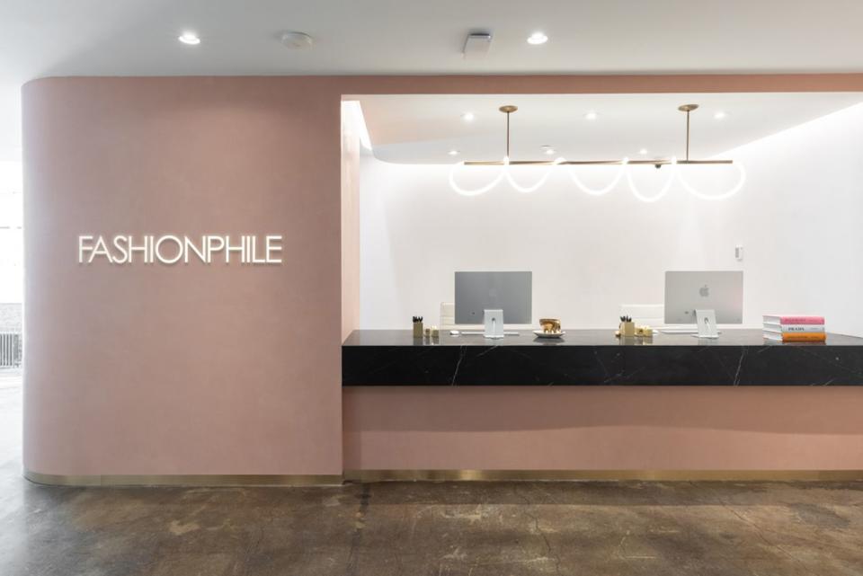 Check in at Fashionphile’s Chelsea showroom and authentication center at the mauve front desk to visit one of eight selling studios.