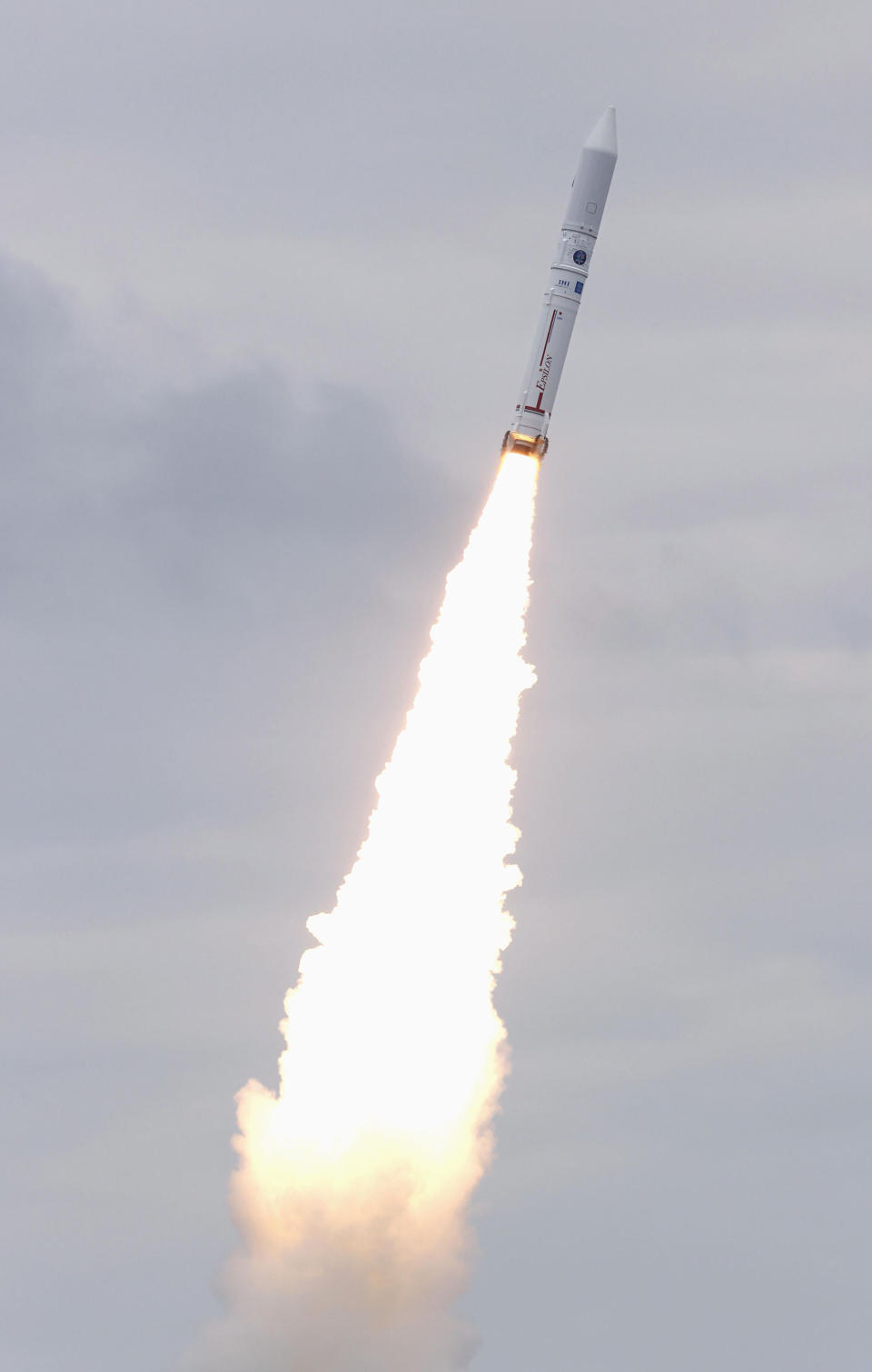 The Epsilon-6 rocket is launched from the Uchinoura Space Center in Kimotsuki town, Kagoshima prefecture, southern Japan Wednesday, Oct. 12, 2022. The Japanese space agency said its rocket failed just after liftoff Wednesday and had to be aborted by a self-destruction command, in the country’s first failed rocket launch in nearly 20 years. (Kyodo News via AP)