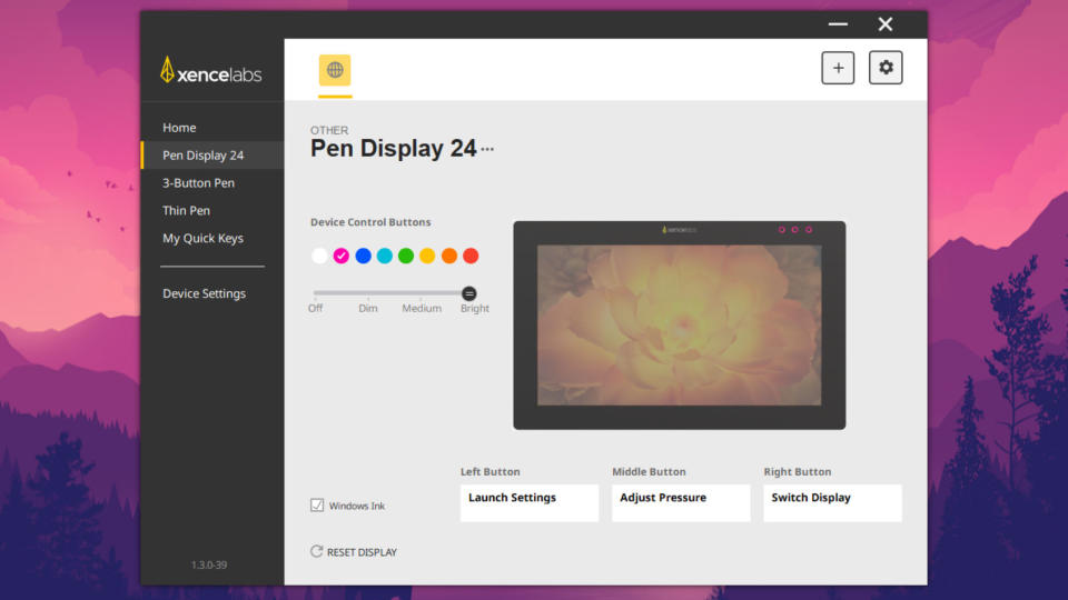 Xencelabs settings panel