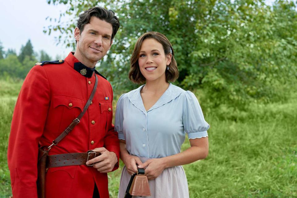 <p>Hallmark Media/Ricardo Hubbs</p> From left: Erin Krakow and Kevin McGarry on "When Calls the Heart"