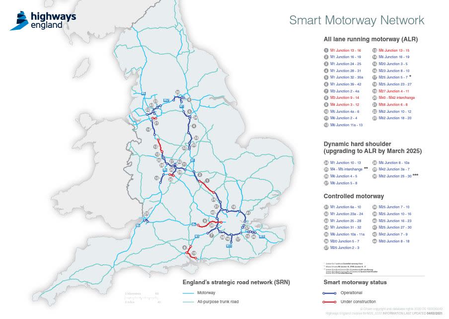 Sections of so-called 'smart' motorways are running across the country (Highways England)