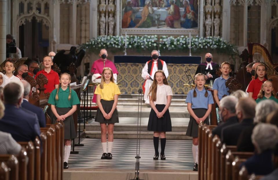 Children from local schools sing during a service at St Patrick’s Cathedral (Liam McBurney/PA) (PA Wire)