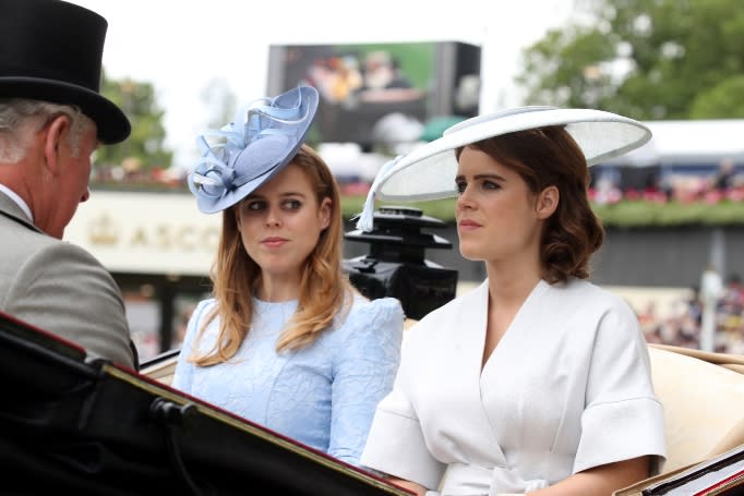 Prince Charles, Prince of Wales (L), Princess Beatrice of York (C) and Princess Eugenie of York attend Royal Ascot Day 1 at Ascot Racecourse on June 19, 2018 in Ascot, United Kingdom. (Photo by Chris Jackson/Getty Images)