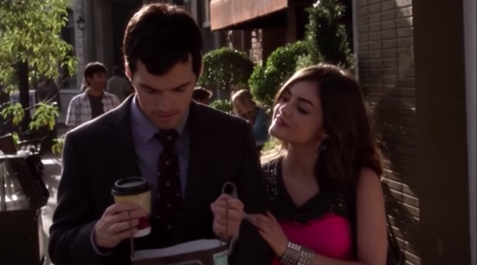 <div><p>"OK, I know it’s gross, but I loved Ezra and Aria when I was younger. I get it, she’s his student, and it’s kind of toxic, weird, and gross, but I always found myself rooting for them."</p><p>—<a href="https://www.buzzfeed.com/lilluv_m" rel="nofollow noopener" target="_blank" data-ylk="slk:lilluv_m;elm:context_link;itc:0;sec:content-canvas" class="link ">lilluv_m</a></p></div><span> Freeform</span>