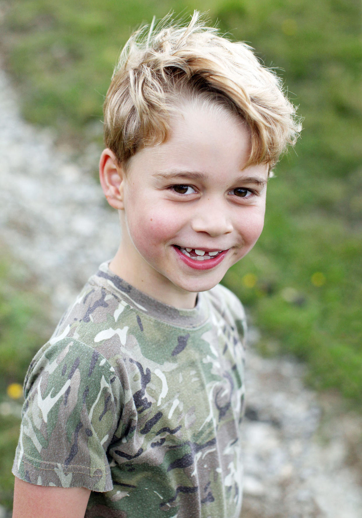 Prince George Wearing Camouflage Shirt Prince William and Kate Middleton Share Rare Never-Before-Seen Photo of Kids Wearing Camouflage Shirts