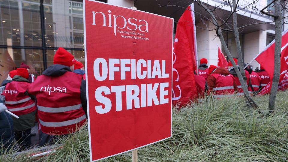 Public sector workers from Northern Ireland Public Service Alliance (NIPSA) on strike