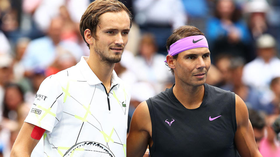 Daniil Medvedev and Rafael Nadal, pictured here before the US Open final.