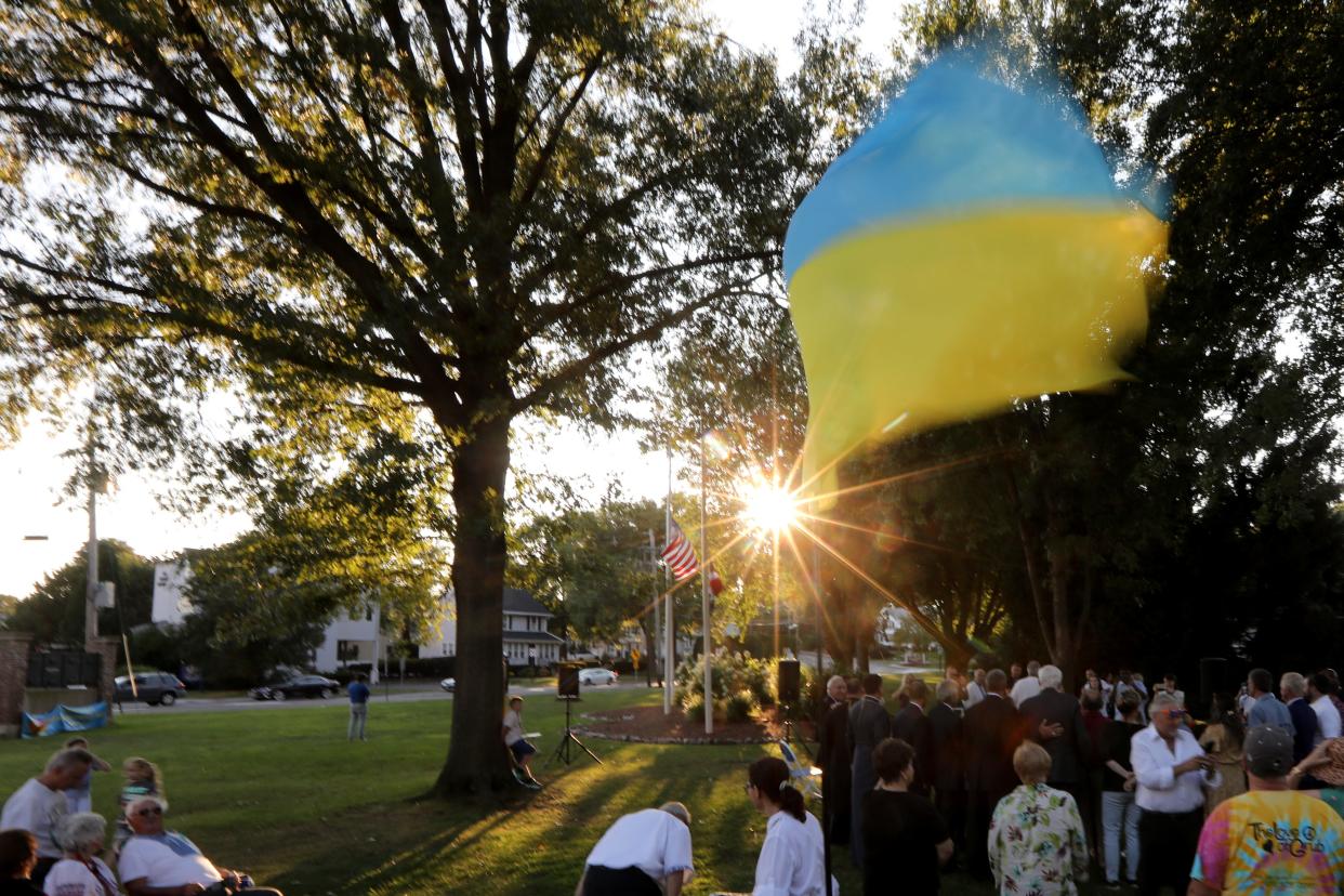Hundreds gathered on the l awn in front of Clifton City Hall to celebrate Ukrainian Independence Day, which has been celebrated on August 24th since 1991. Wednesday, August 24, 2022