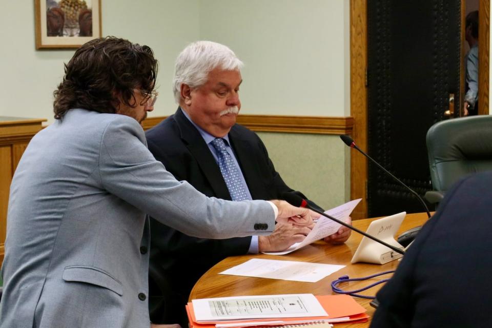 Speaker Randy Weekes prepares to chair a House services committee meeting on June 17, 2024.