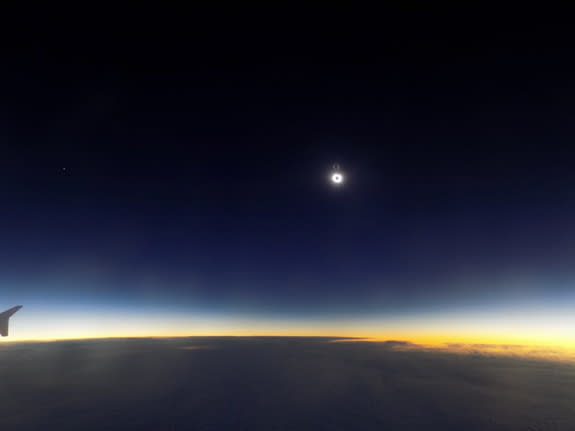 The total solar eclipse of 2015 shines at its best in this amazing view captured by Space.com skywatching columnist Joe Rao from an eclipse-chasing jet over the North Atlantic Ocean on March 20, 2015.