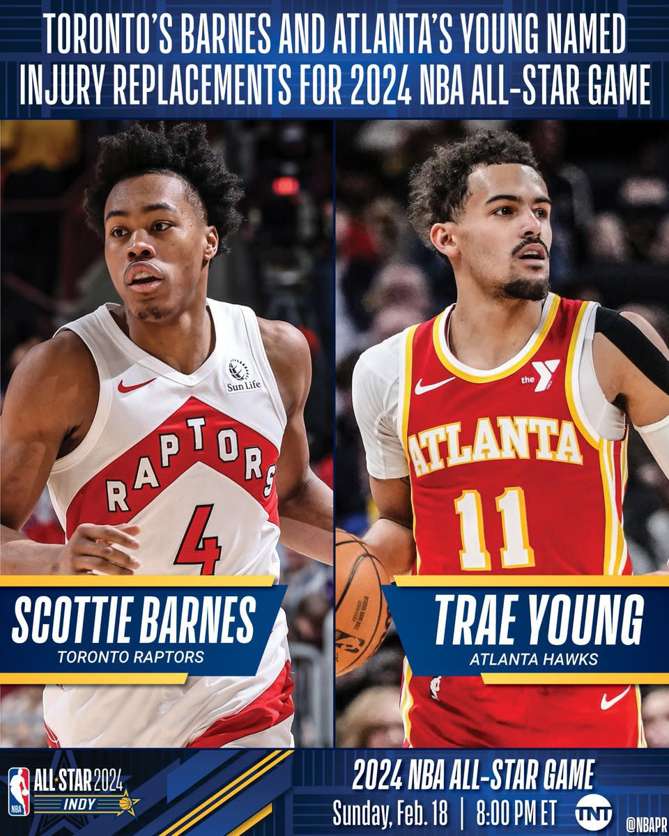 Trae Young、Scottie Barnes遞補進全明星賽。（取自NBA Communications X）