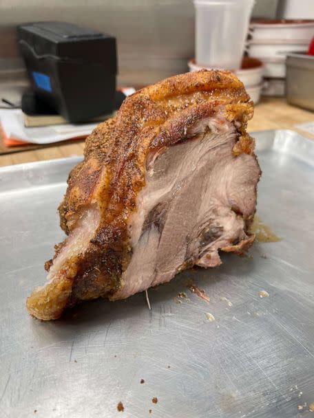 PHOTO: A chunk of Puerto Rican roast pork, pernil. (Little Sister)