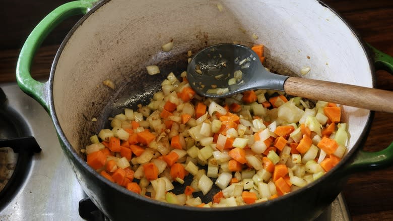 pot of sauteeing vegetables