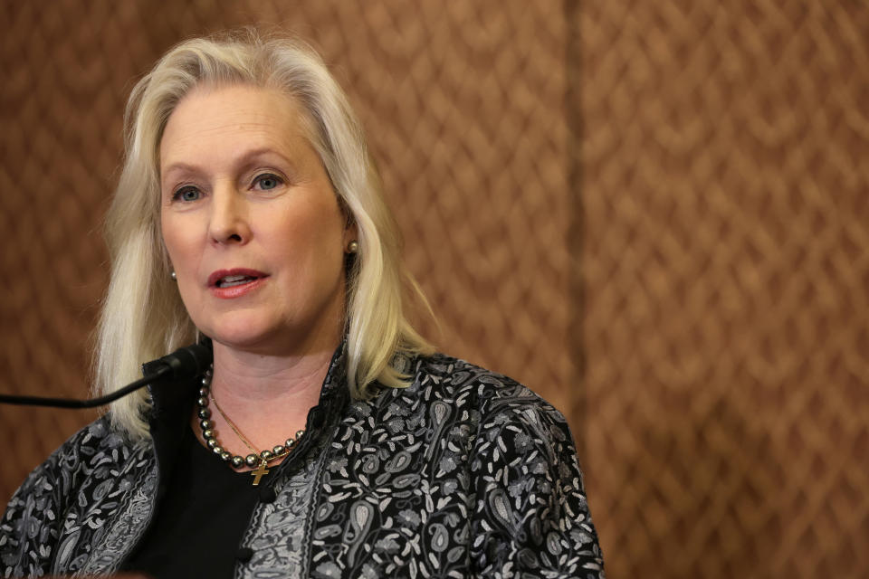 U.S. Sen. Kirsten Gillibrand of New York speaks during a news conference.