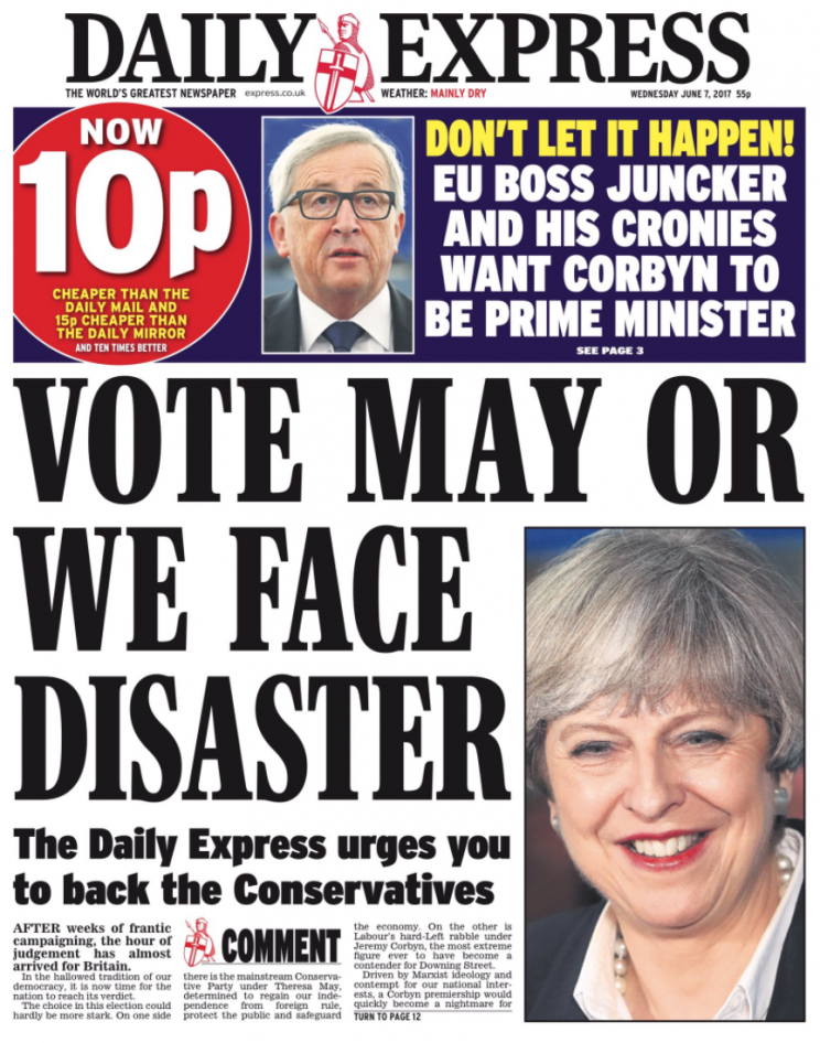 The Daily Express warned of ‘disaster’ (Picture: Express)