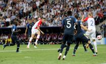 <p>Croatia’s Ivan Perisic (third left) thumps home to level but France went in 2-1 up at the break(pic by Owen Humphreys/PA Wire) </p>