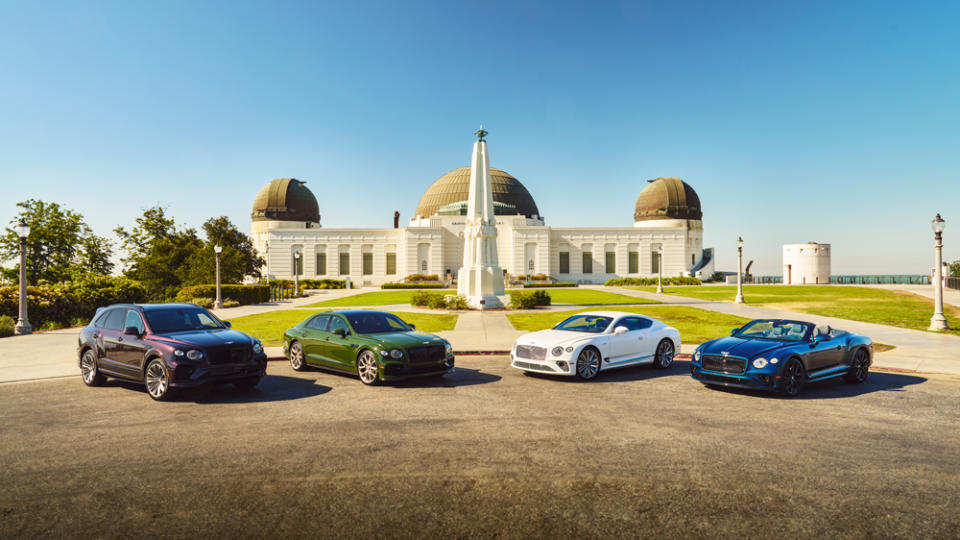 From left: Speed variants of Bentley's Bentayga, Flying Spur, Continental GT, and Continental GTC.