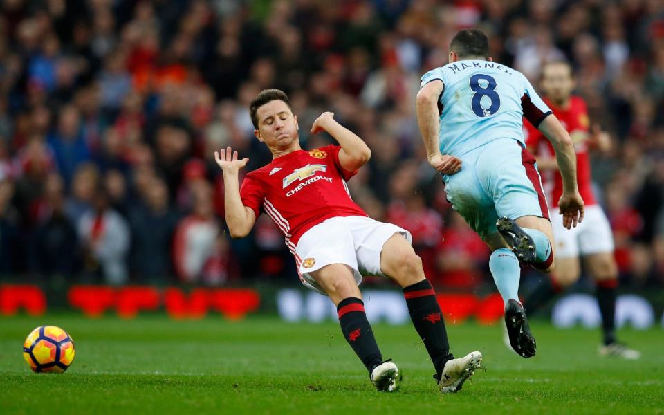 Manchester United's Ander Herrera (L) was sent off in the equivalent fixture last season - Reuters