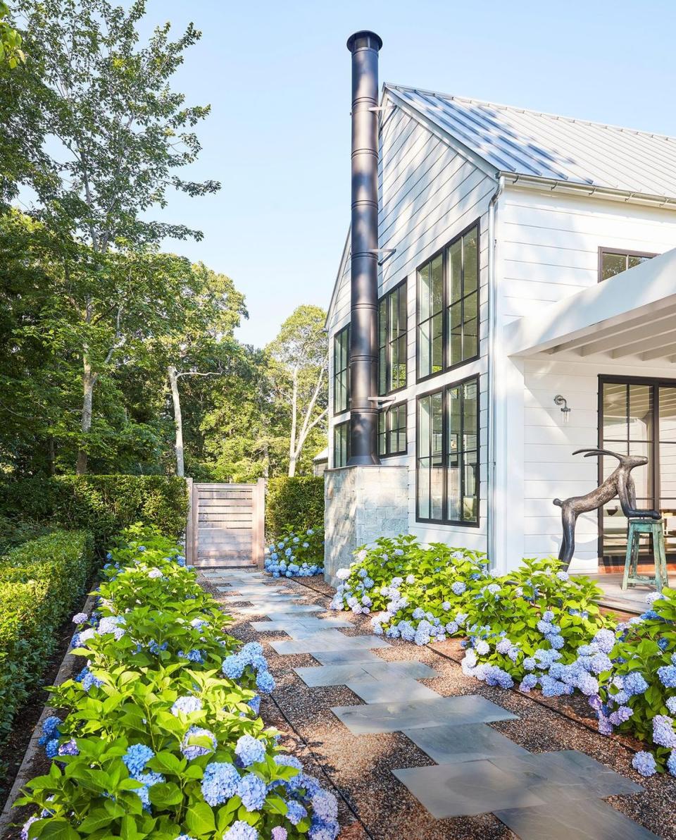 paver patio mixed with greenery