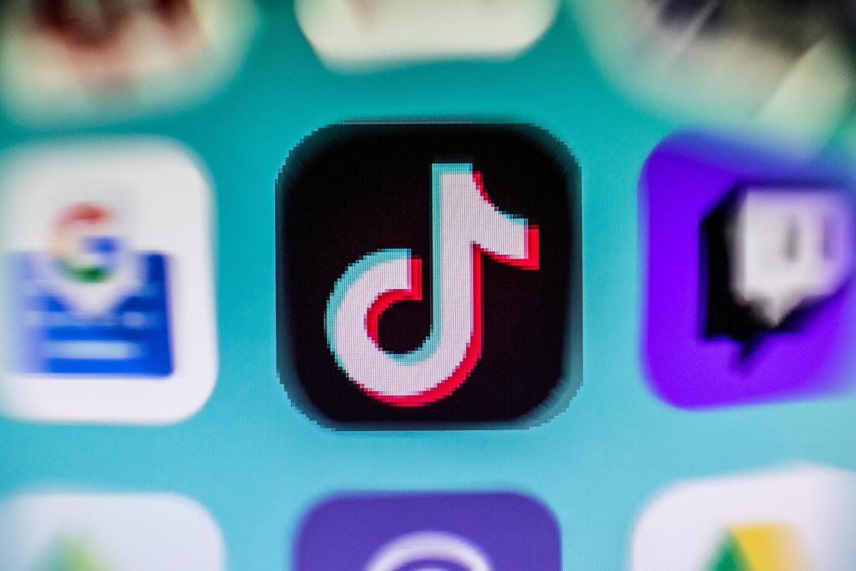 In this photo illustration a close-up of a TikTok app icon seen displayed on a smartphone screen. (Photo by Thiago Prudencio / SOPA Images/Sipa USA)