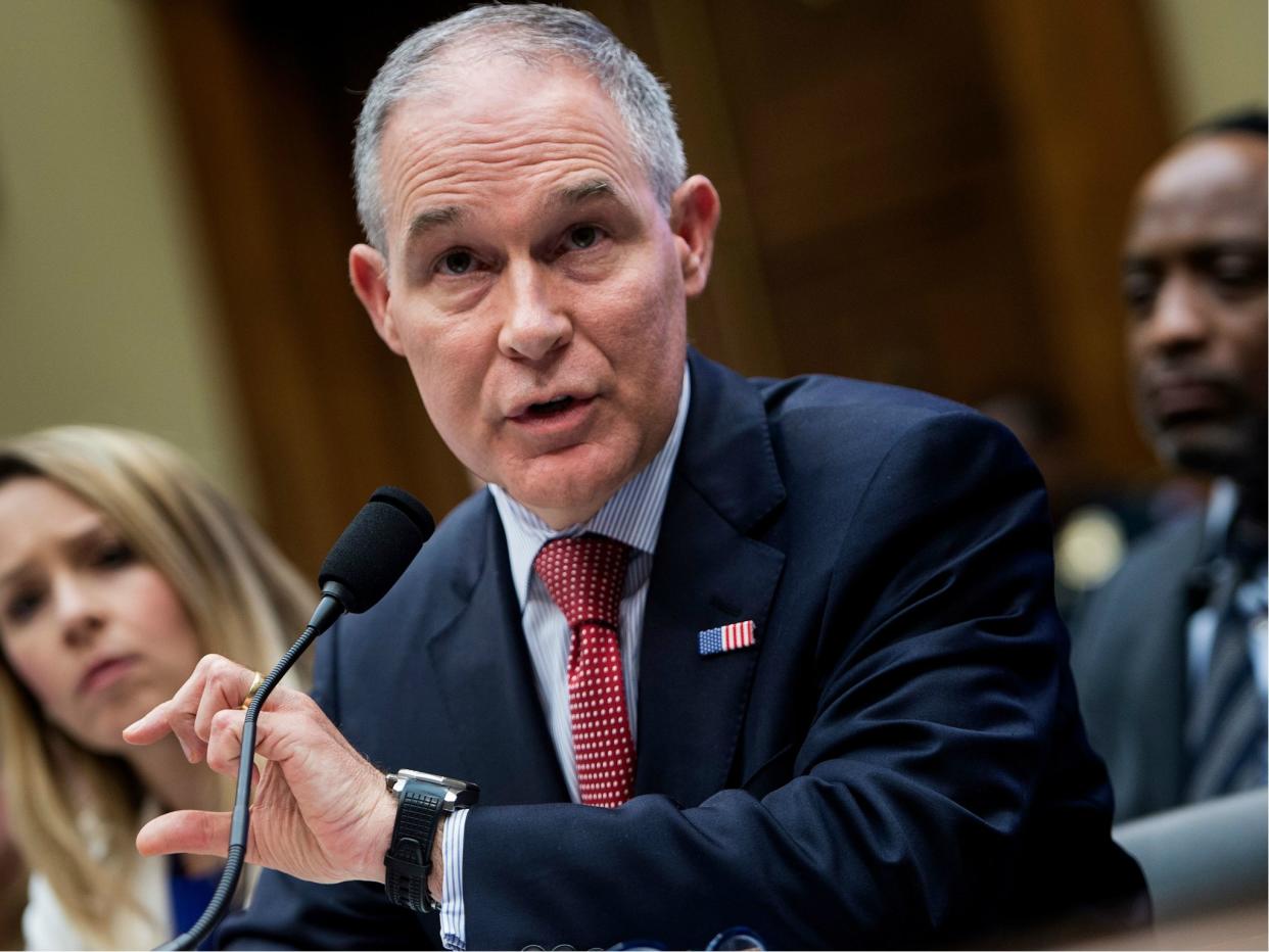 Environmental Protection Agency Administrator Scott Pruitt spoke at a summit on contaminated water from which several members of the press were barred: BRENDAN SMIALOWSKI/AFP/Getty Images