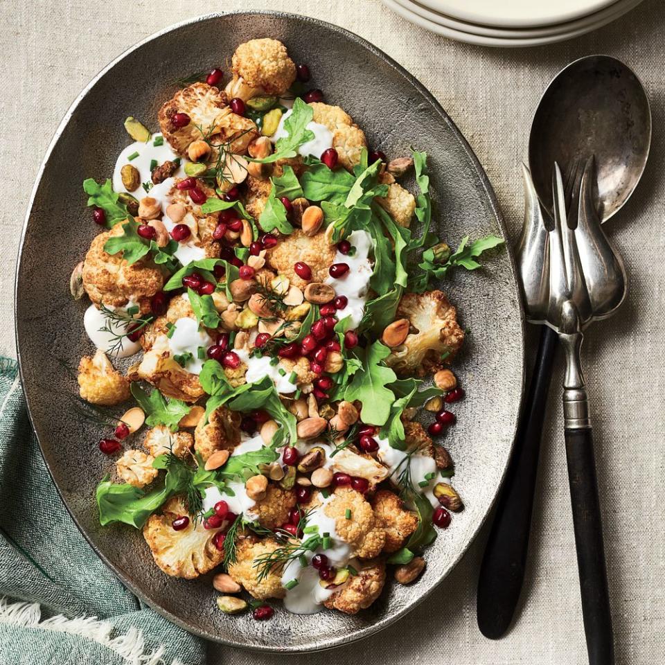 Cauliflower Salad with Yogurt Sauce and Pomegranate 