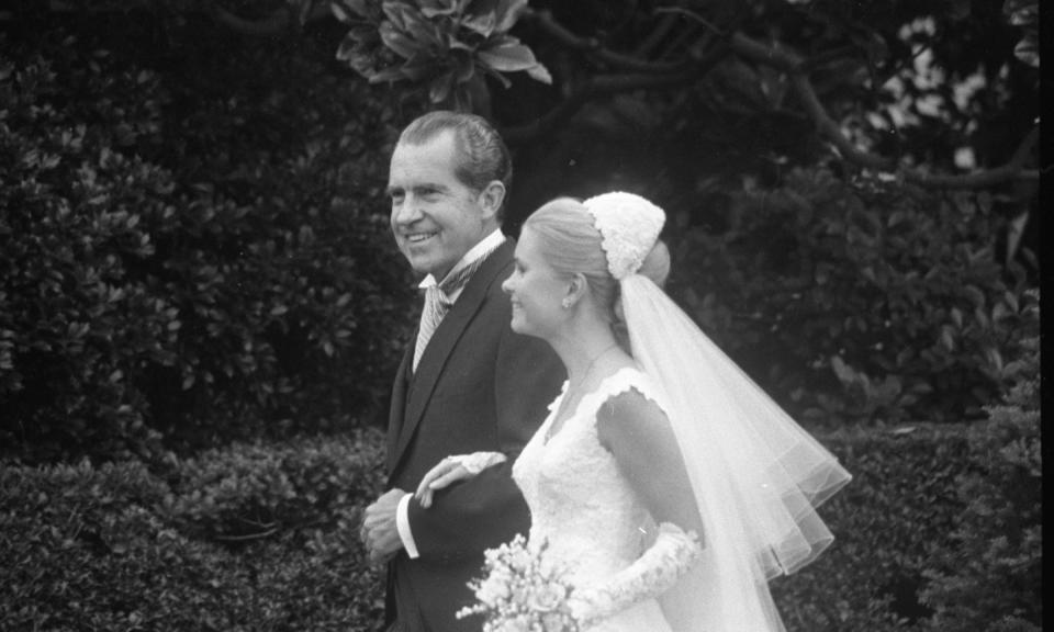 Tricia Nixon on her way to the Rose Garden with her father, President Richard Nixon, at her White House wedding.<span class="copyright">Paul Demaria—NY Daily News Archive/Getty Images</span>