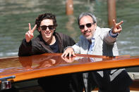 <p>Earlier that day, Chalamet was much more casual, arriving on Sept. 3 with <em>Dune </em>director Denis Villeneuve. </p>