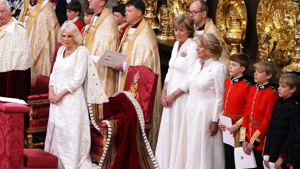 LONDON, ENGLAND - MAY 06: King Charles III and Queen Camilla attend their Coronation at Westminster Abbey on May 6, 2023 in London, England. The Coronation of Charles III and his wife, Camilla, as King and Queen of the United Kingdom of Great Britain and Northern Ireland, and the other Commonwealth realms takes place at Westminster Abbey today. Charles acceded to the throne on 8 September 2022, upon the death of his mother, Elizabeth II.