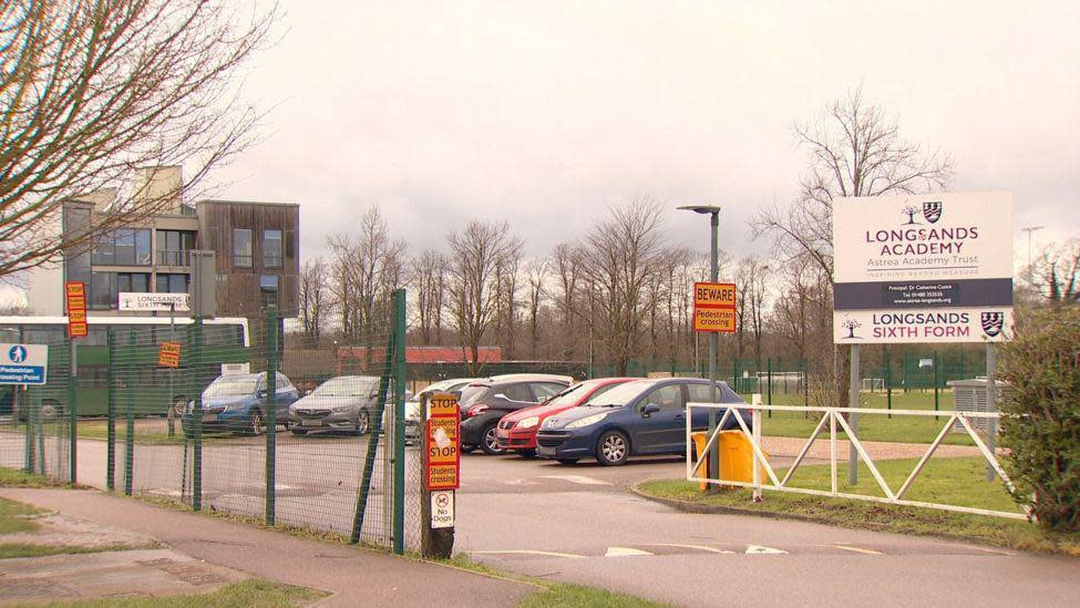 Exterior shot of Longsands Academy in St Neots