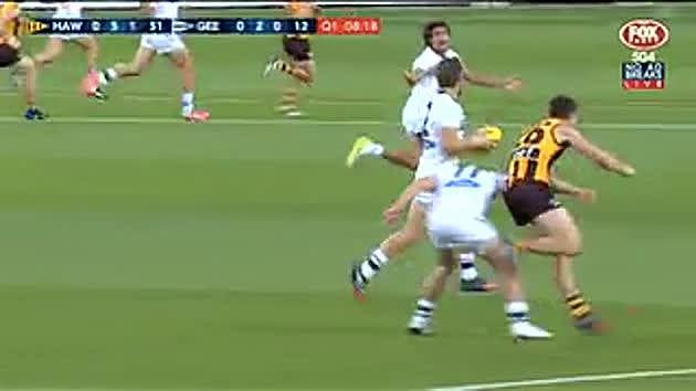 Shiels appeared to hit Lang in the head with an elbow. Source: Fox Sports